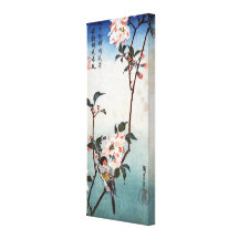 八重桜に鳥, flor de cerejeira do 広重 & pássaro, Hiroshig Impressão Em Canvas