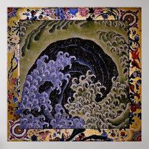 葛飾北斎 feminino Hokusai da onda do 女浪 Impressão