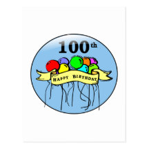 100th ballons felizes do aniversário cartão postal