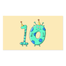 10o Desenhos animados do aniversário, verde da cer Modelo De Cartões De Visita