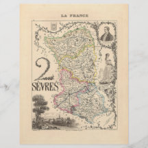 1858 mapa do departamento de Sevres, France Modelo De Panfleto
