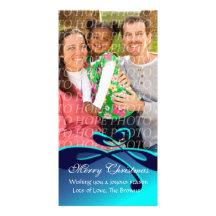 1 cartão de Natal azul do redemoinho da foto Cartões Com Foto Personalizados