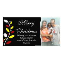 1 cartão de Natal iluminado foto da folha Cartões Com Fotos Personalizados