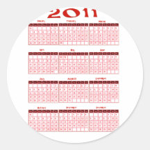 2011 anos Calendar duma olhada Adesivo Em Formato Redondo
