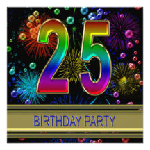 25o Convite de aniversário com bolhas