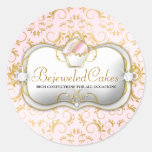 311-Ciao Bella Bejeweled endurece o fundo cor-de-r Adesivos Redondos