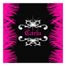311 penas Luxe do rosa quente do diamante Convite Personalizado