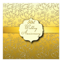 50th Aniversário de casamento - ouro Convite