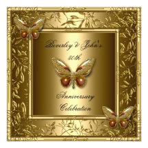 50th borboleta elegante do ouro do aniversário de  convites personalizados