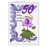 50th Cartão de aniversário com bloomers bonitos de
