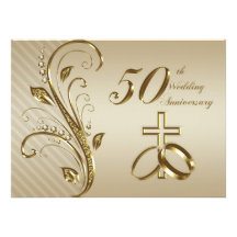 50th Cartão do convite do aniversário de casamento