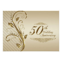 50th Cartão do convite do aniversário de casamento