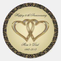 50th Etiquetas do aniversário de casamento Adesivo