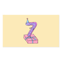 7o Desenhos animados cor-de-rosa e roxos do aniver Cartao De Visita