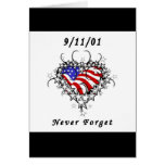 9/11/01 de tatuagem patriótico cartao