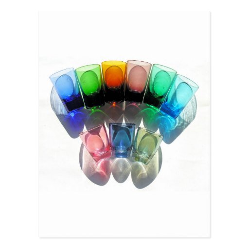 9 vidros de tiro coloridos do cocktail - estilo 7 cartões postais
