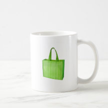 A bolsa de compra reusável verde vazia canecas