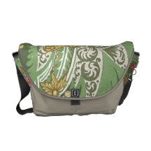 A bolsa mensageiro floral do vintage verde