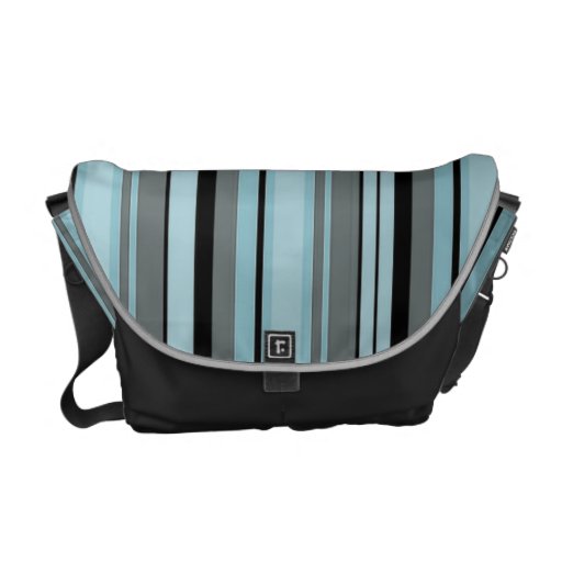 A bolsa mensageiro listrada preta e azul do TBA