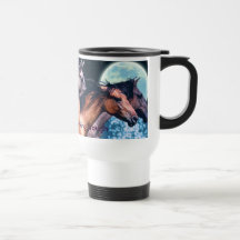 A caneca de viagem de 3 Cavalo-Amantes espanhóis d