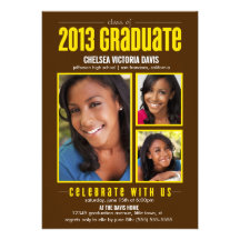 A classe amarela de Brown da foto 2013 graduada co Convites Personalizado