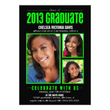 A classe verde preta da foto 2013 graduada convida convite personalizado