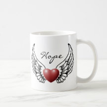 A esperança no anjo voa a caneca