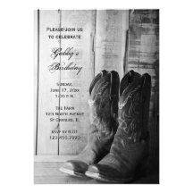A festa de aniversário rústica do país das botas d convite personalizados