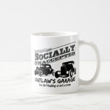 A garagem do fora da lei. Hot rod social unaccepte Caneca