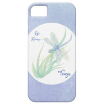A libélula azul, verde come, dorme ioga inspirador iPhone 5 capas