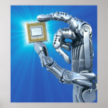 A mão do robô com o processador central posters