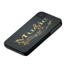 A música do ouro é vida com malha do metal capas de iPhone 4 Case-Mate
