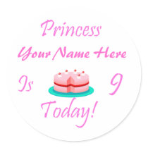 A princesa (seu nome) é 9 hoje autocolantes