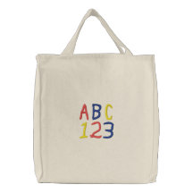 A sacola das crianças de ABC 123 Bolsas Bordadas