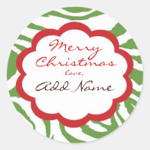 A zebra Funky personalizou a etiqueta do Natal Adesivos Em Formato Redondos