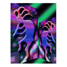 Abstrato colorido de Kokopelli Cartao Postal