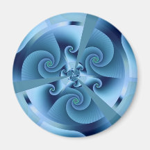 Acordeão do azul do Fractal Imãs De Geladeira