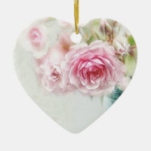 aderente romântico de coração “shabby rose " enfeite de natal