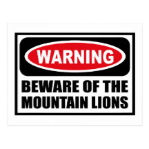 Advertir BEWARE do cartão dos LEÕES de MONTANHA Cartao Postal