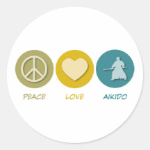 Aikido do amor da paz adesivo redondo