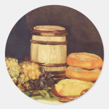 Ainda vida com frutas, garrafas, pães - Goya Adesivo Em Formato Redondo