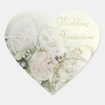 Alianças de casamento, rosas & convite do casament adesivo