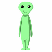 Alienígena verde bonito. Desenhos animados Foto Esculturas