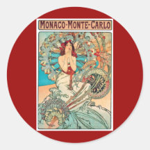 Alphonse Mucha Monaco, Monte - Carlo, 1897 Adesivo Redondo