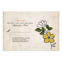 Amarelo alaranjado RSVP Wedding floral do vintage Convite Personalizados
