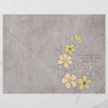 Amarelo do vintage e programa floral cinzento do c modelos de panfleto