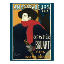 Ambassadeurs: Artistide Bruant por Toulouse Lautre Cartões Postais