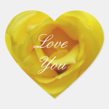 Ame-o etiqueta do coração do rosa amarelo adesivo em forma de coração