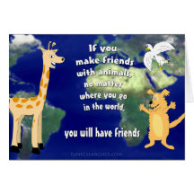 Amigos com animais cartoes