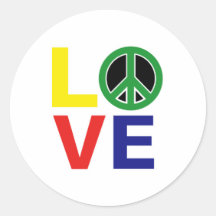 amor e paz adesivos redondos
